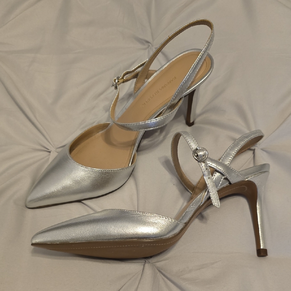 Banana Republic Silver Pointed Toe Heels